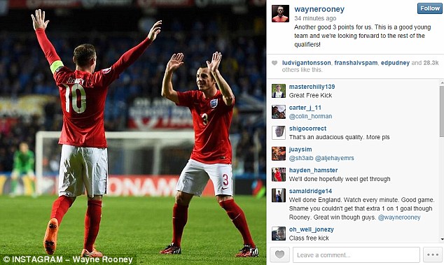 Wayne Rooney memposting foto selebrasi golnya ke gawang Estonia di akun Instagramnya.